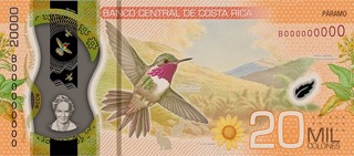 20,000 colones bill